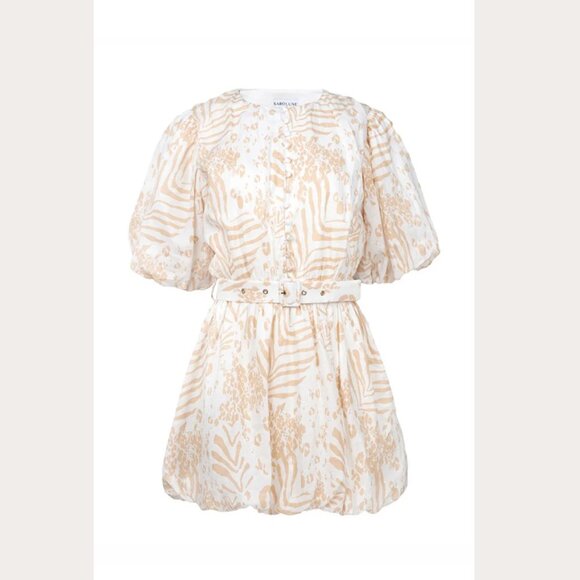 NWT! Sabo Luxe Aura Linen Above Elbow Sleeve Bubble Tulip Mini Dress, S - Picture 13 of 14